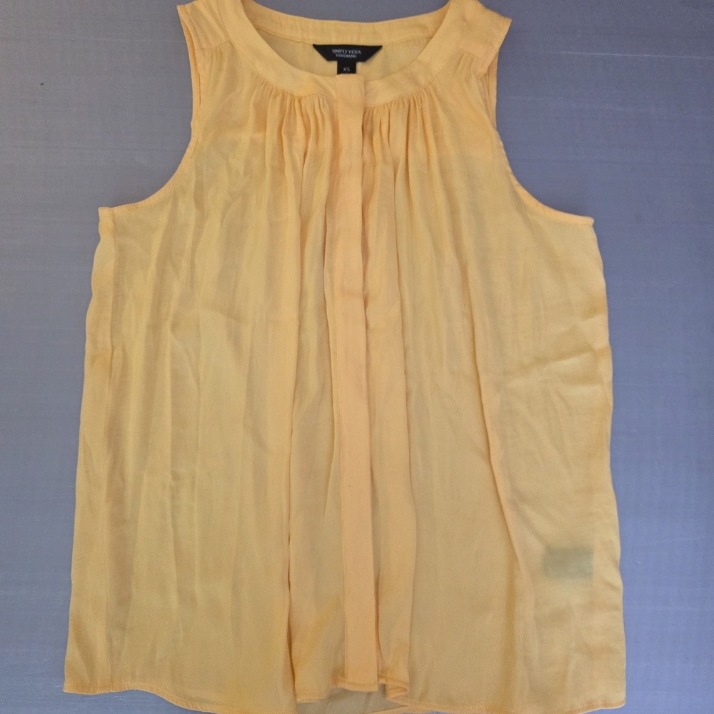 Simply Vera Vera Wang Yellow Pleated Blouse